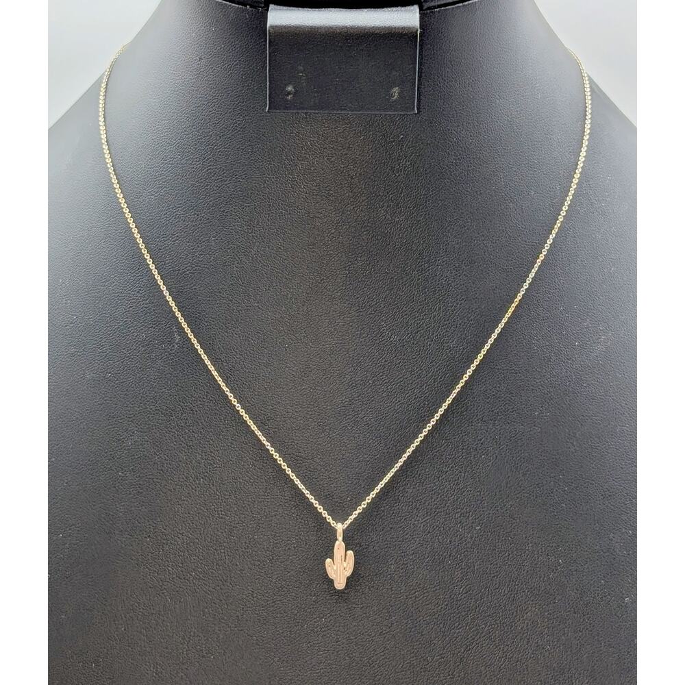 925 Sterling Silver Cactus Pendant Chain 16.25"-18.25" Necklace